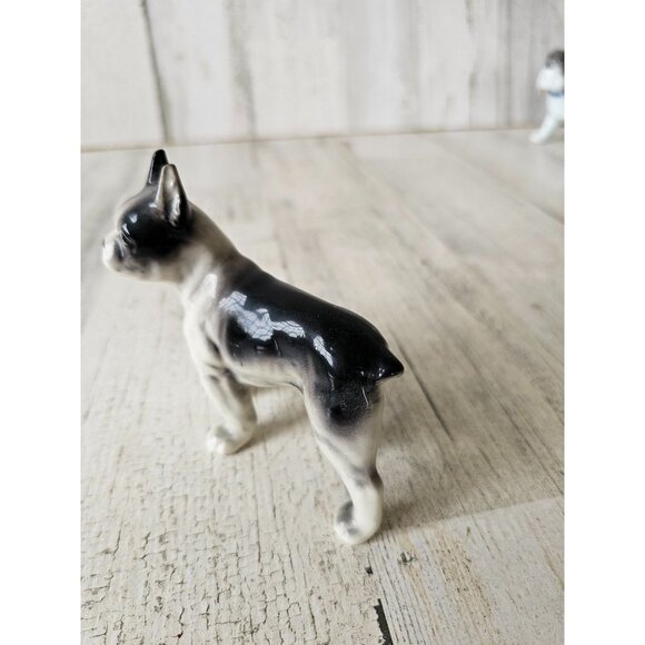Vintage boxer‎ puppy statue porcelain figurine black white decor - Picture 2 of 8